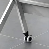 Foldable Wood Steel Trestle Writing Desk with Casters Image - 9