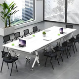 Foldable Wood Steel Trestle Writing Desk with Casters Image - 2