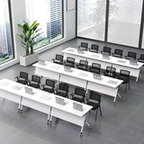 Foldable Wood Steel Trestle Writing Desk with Casters Image - 10