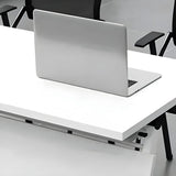 Foldable Wood Steel Trestle Writing Desk with Casters Image - 6