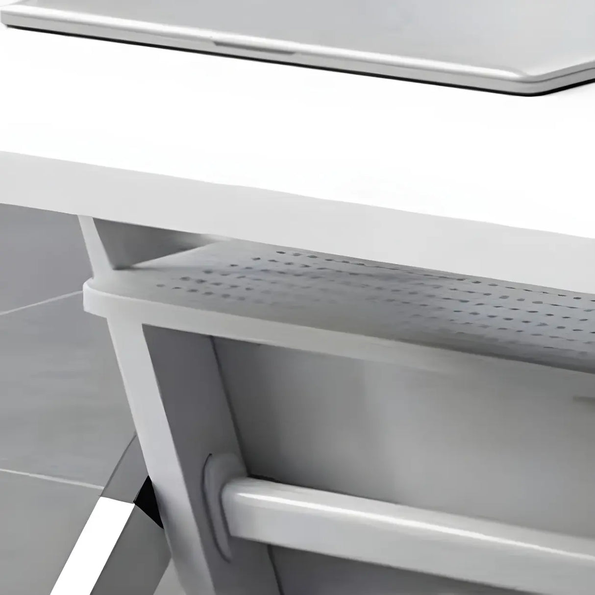 Foldable Wood Steel Trestle Writing Desk with Casters Image - 7