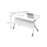 Foldable Wood Steel Trestle Writing Desk with Casters Image - 17