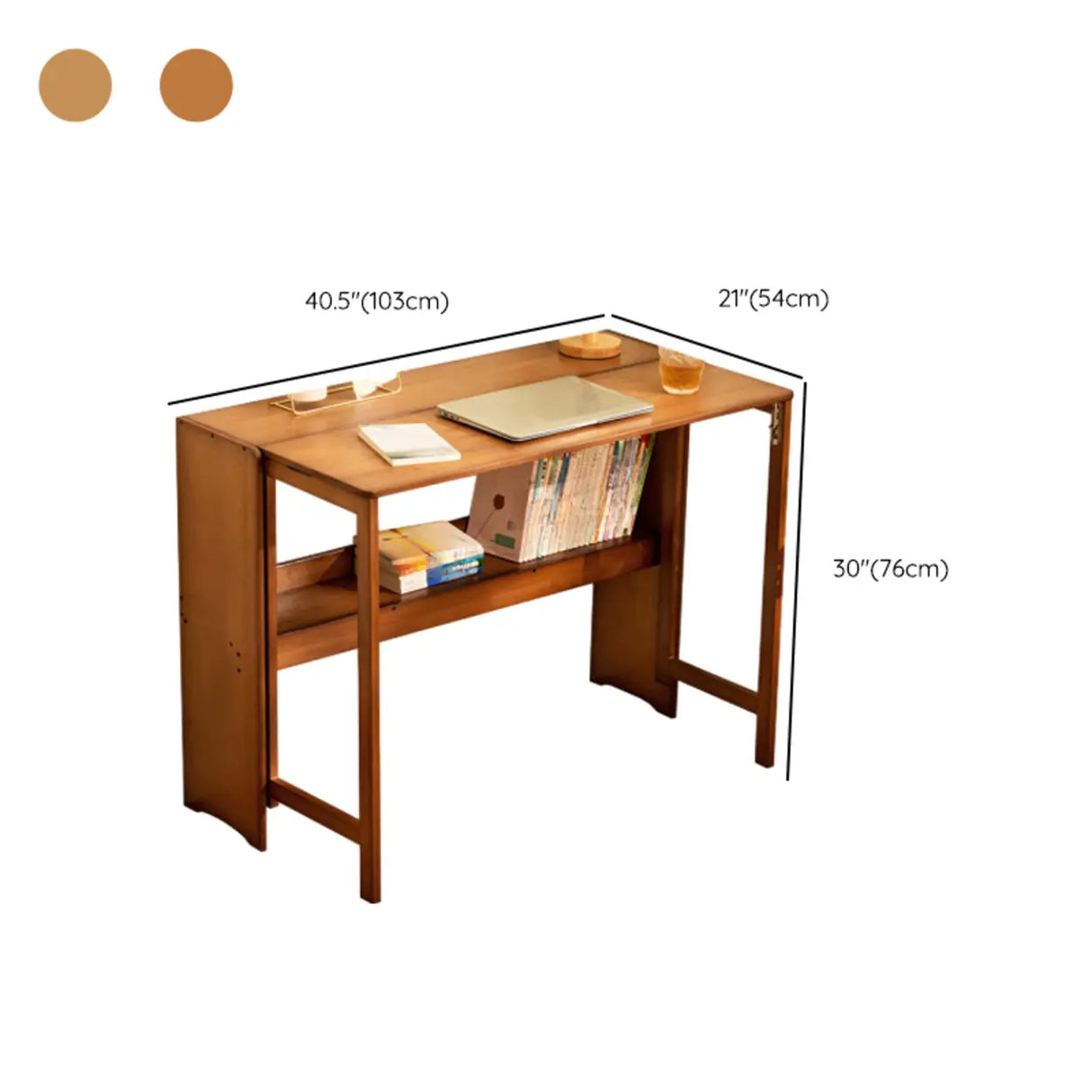 Foldable Wooden Rectangular Kids Desk with Shelf Image - 14