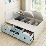 Footboard Wood Pink Queen Storage Bed with Drawers Image - 2