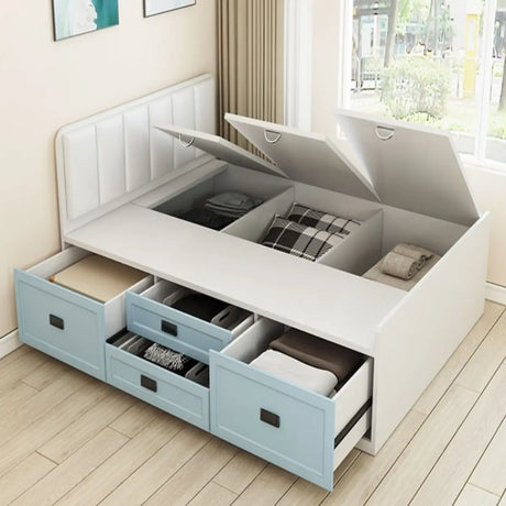 Footboard Wood Pink Queen Storage Bed with Drawers Image - 2