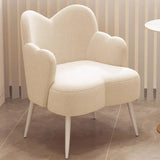 Frameless Curved Plush Lounge Arm Dining Chair White Image - 2