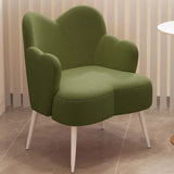 Frameless Curved Plush Lounge Arm Dining Chair White Image - 5