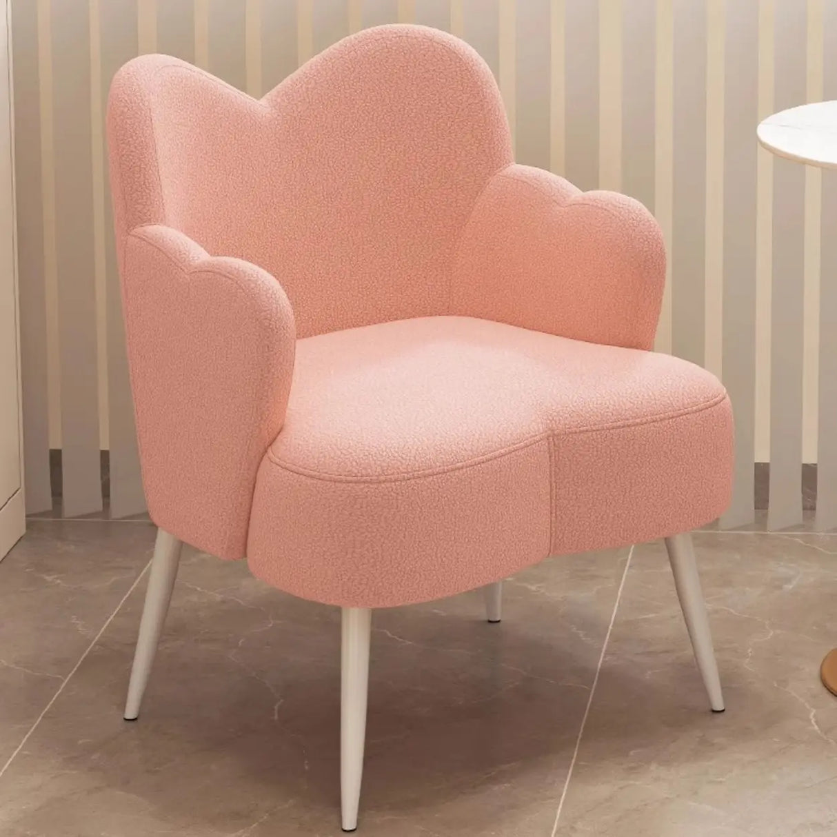 Frameless Curved Plush Lounge Arm Dining Chair White Image - 9