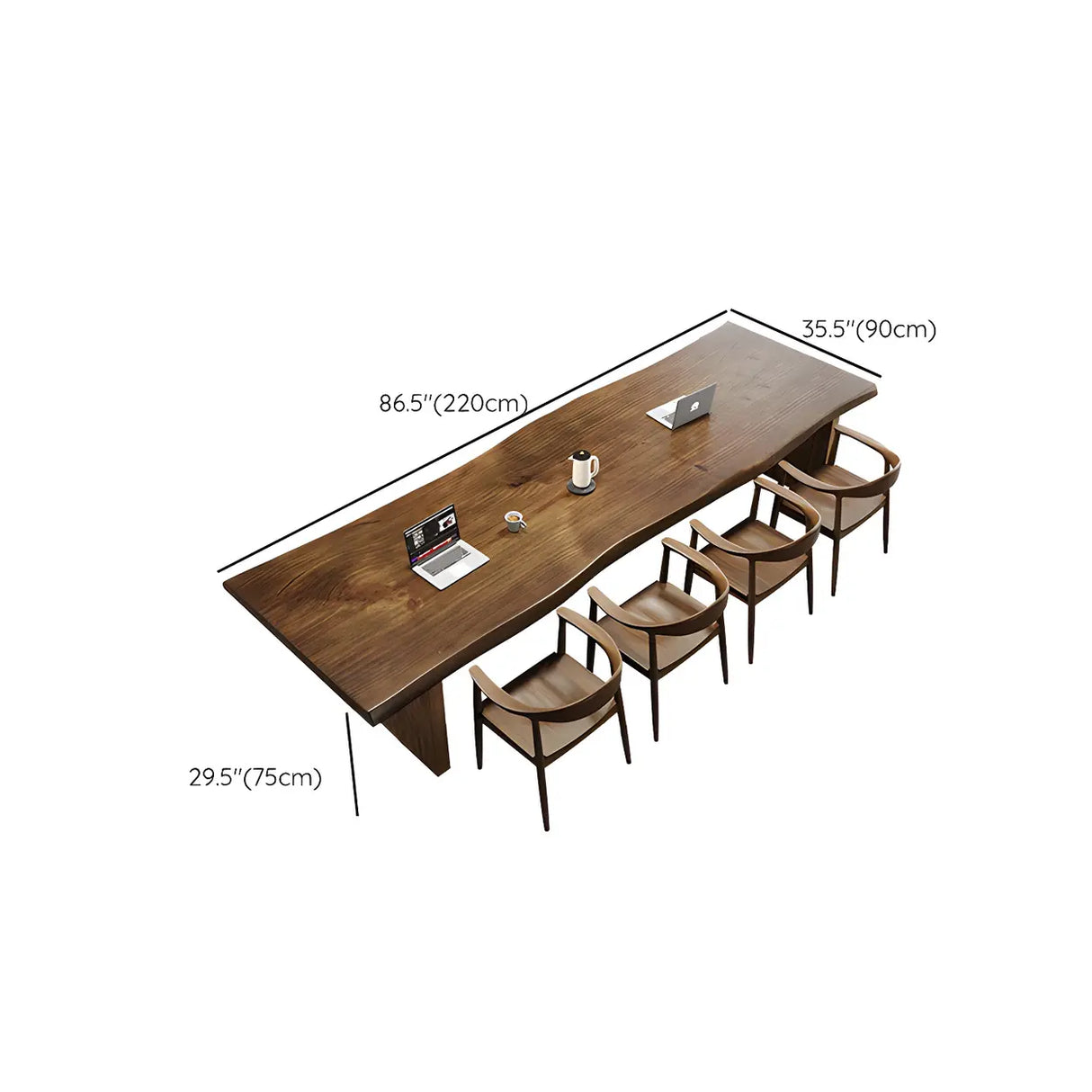 Free Form Brown Wood Sled Conference Desk 8-Person Image - 14