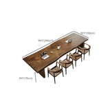 Free Form Brown Wood Sled Conference Desk 8-Person Image - 15