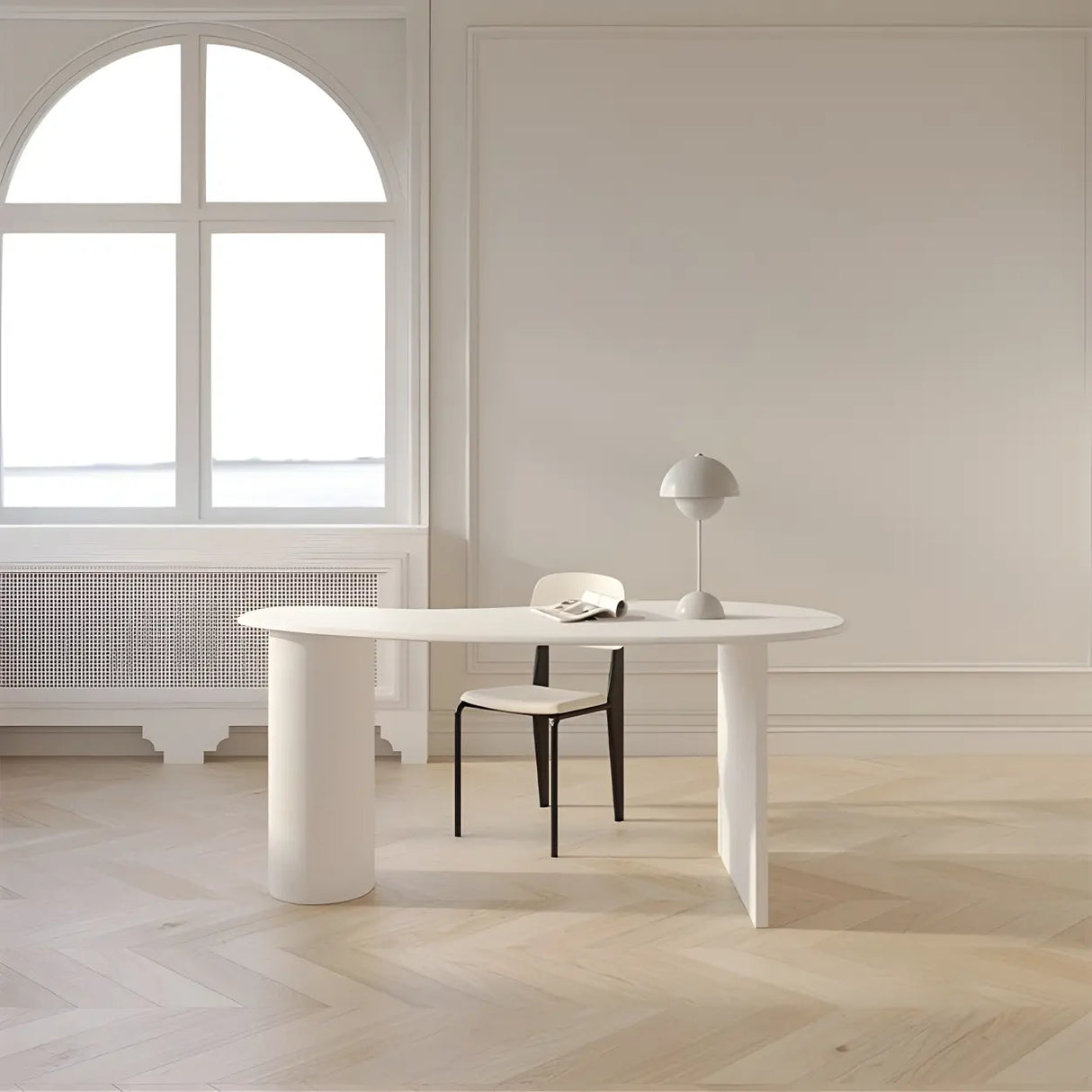 Free Form Curved Wood Standard Width Writing Desk Image - 3