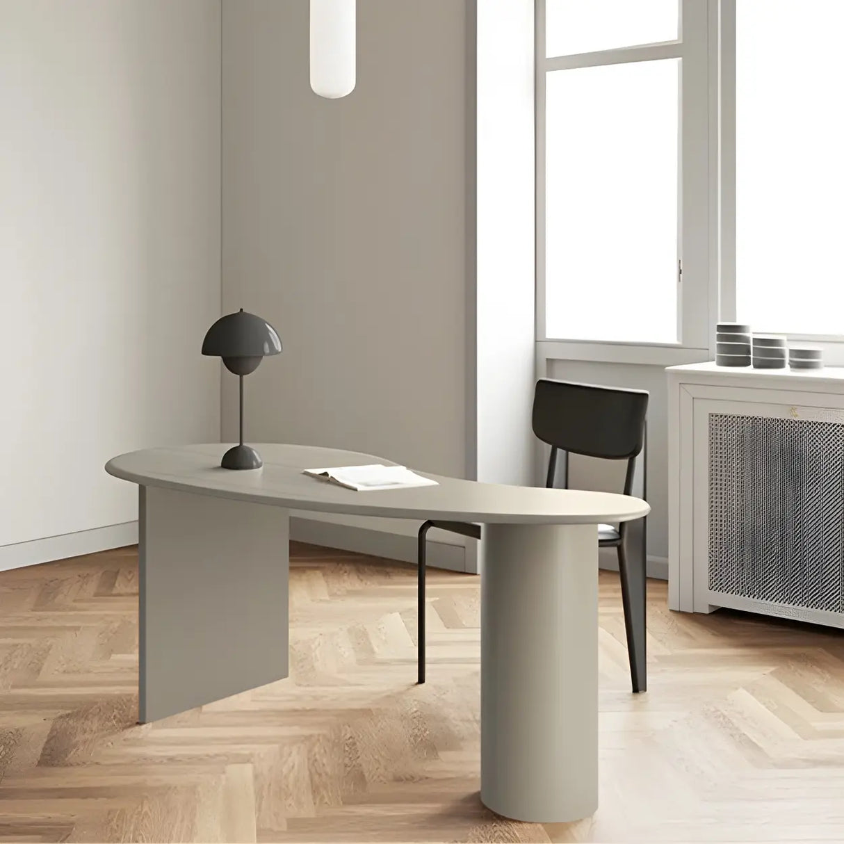 Free Form Curved Wood Standard Width Writing Desk Image - 4