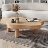 Free-Form Shape Wood Coffee Table with Three Legs Image - 1