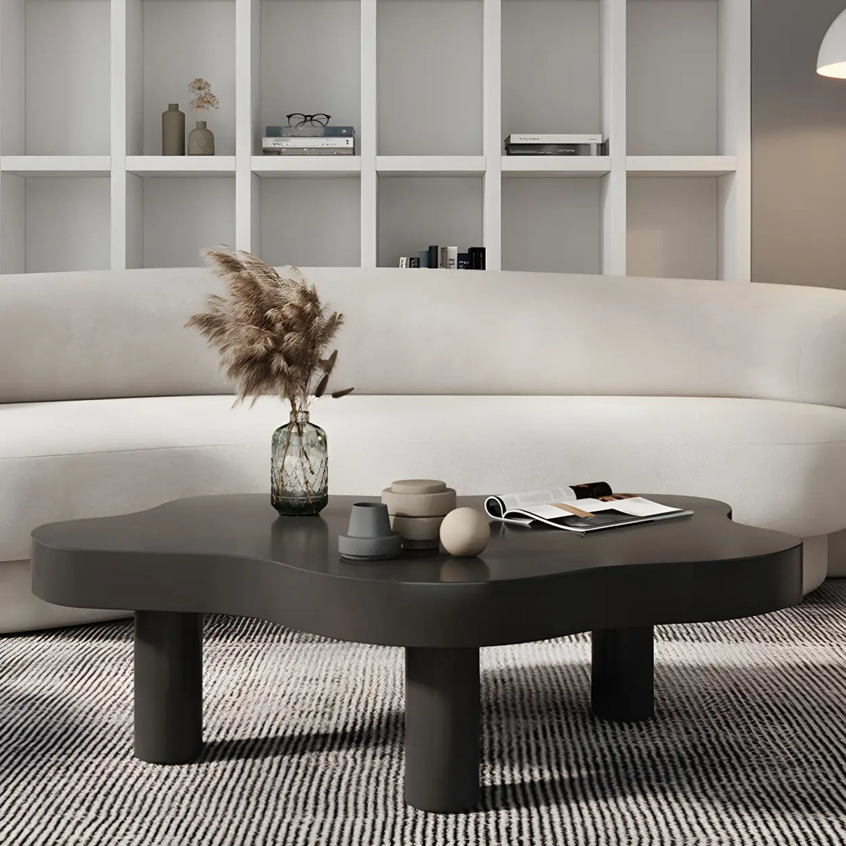 Free-Form Shape Wood Coffee Table with Three Legs Image - 11