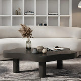 Free-Form Shape Wood Coffee Table with Three Legs Image - 11