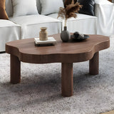 Free-Form Shape Wood Coffee Table with Three Legs Image - 13