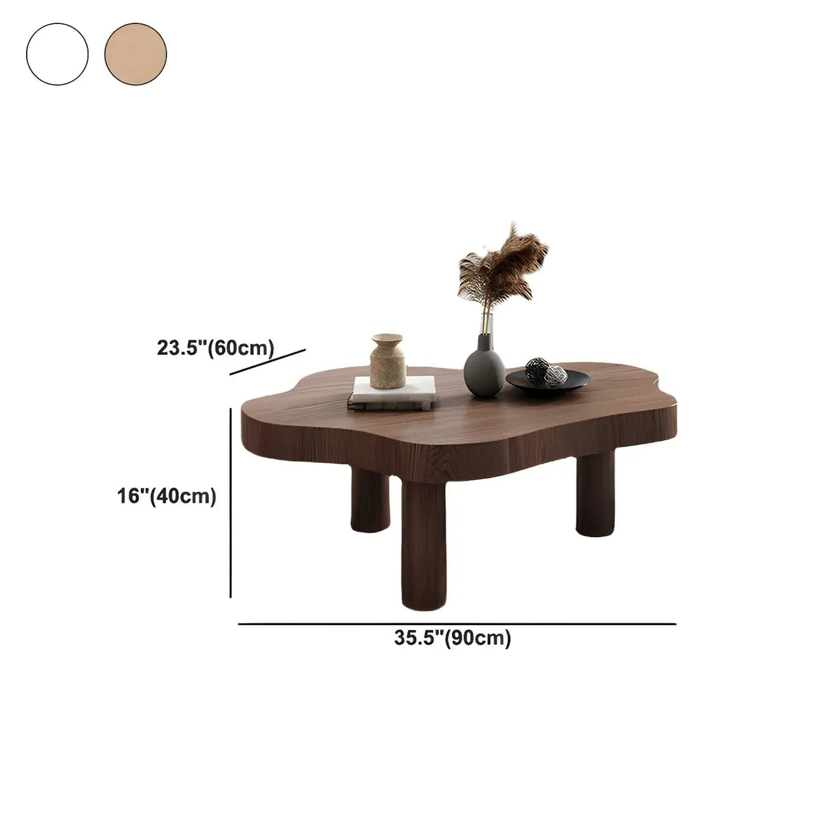 Free-Form Shape Wood Coffee Table with Three Legs Image - 16