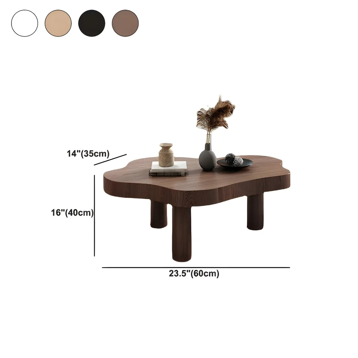 Free-Form Shape Wood Coffee Table with Three Legs Image - 20