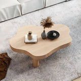 Free-Form Shape Wood Coffee Table with Three Legs Image - 3