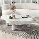 Free-Form Shape Wood Coffee Table with Three Legs Image - 4