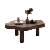 Free-Form Shape Wood Coffee Table with Three Legs Image - 6