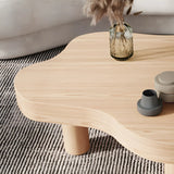 Free-Form Shape Wood Coffee Table with Three Legs Image - 8