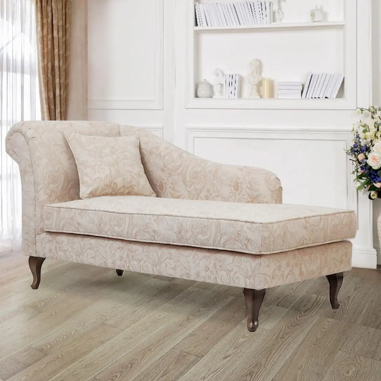 Free Standing Floral Upholstered Reclining Chaise Lounge Image - 15