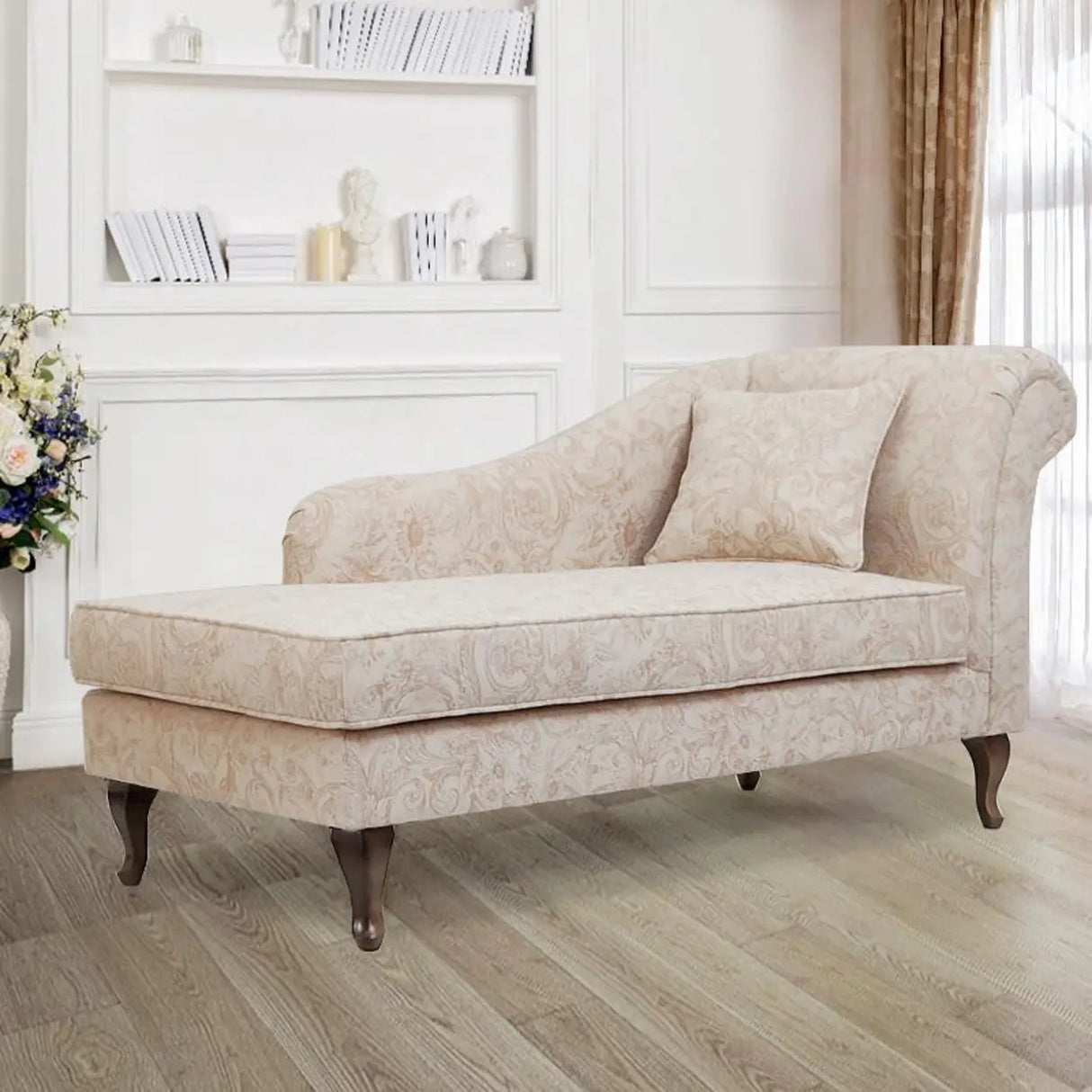 Free Standing Floral Upholstered Reclining Chaise Lounge Image - 16