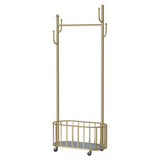 Free Standing Metal Entry Black Hooks Hall Tree Rack Image - 5