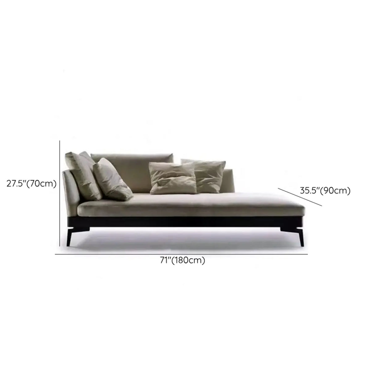 Free Standing Silver Leg Upholstered Left-Arm Chaise Image - 11