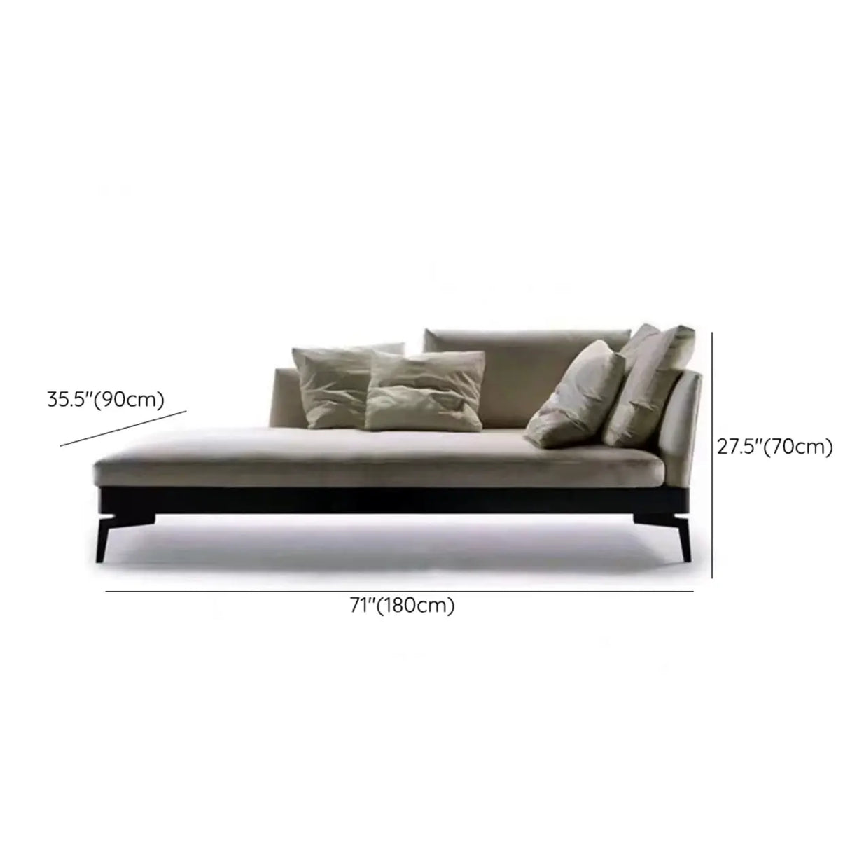Free Standing Silver Leg Upholstered Left-Arm Chaise Image - 12