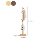 Freestanding Bedroom Walnut Wood Hooks Narrow Coat Rack Image - 26