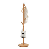 Freestanding Bedroom Walnut Wood Hooks Narrow Coat Rack Image - 3