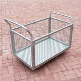 Freestanding Silver Metal Utility Cart with Handle Image - 1