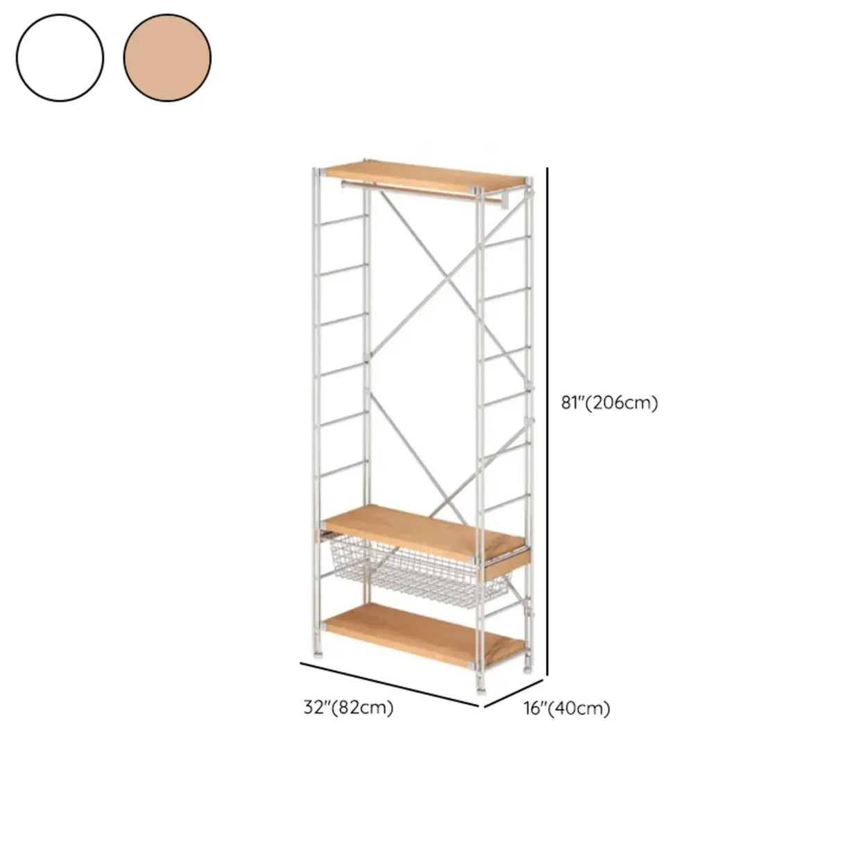Freestanding Stainless Steel Open Storage Basket Hall Rack Image - 16