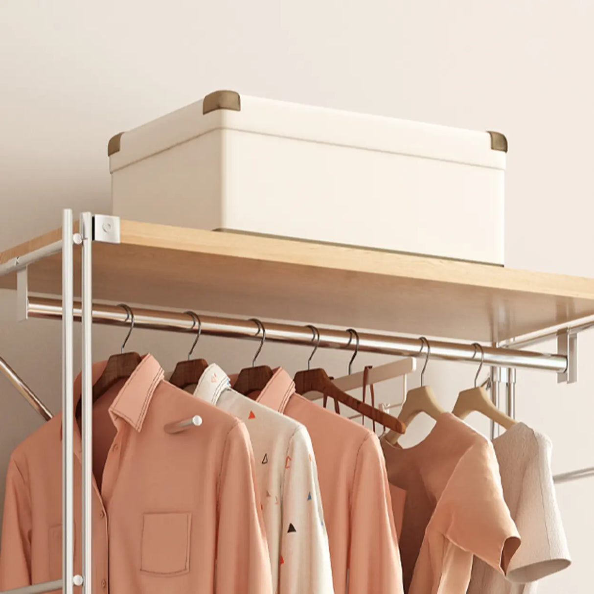 Freestanding Stainless Steel Open Storage Basket Hall Rack Image - 11
