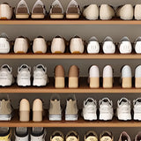 Freestanding Tall Wooden Entryway Brown Storage Shoe Rack Image - 9