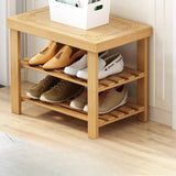 Freestanding Wood Bench Entryway Brown Medium Shoe Rack Image - 22