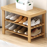 Freestanding Wood Bench Entryway Brown Medium Shoe Rack Image - 32
