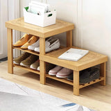 Freestanding Wood Bench Entryway Brown Medium Shoe Rack Image - 39