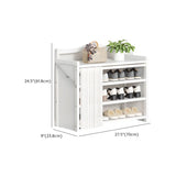Freestanding Wood Entryway White Foldable Shoe Storage Image - 22