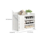 Freestanding Wood Entryway White Foldable Shoe Storage Image - 22