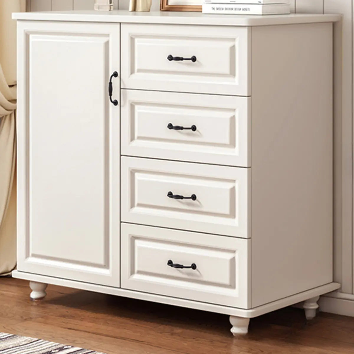 Freestanding Wood Slab White Medium Storage Buffet Image - 10