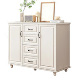 Freestanding Wood Slab White Medium Storage Buffet Image - 5
