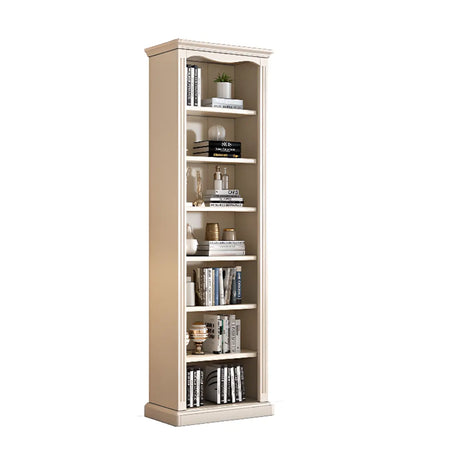 French Classic Vertical Beige Wood 6-Shelf Bookcase Image - 2