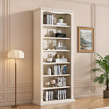 French Classic Vertical Beige Wood 6-Shelf Bookcase Image - 4