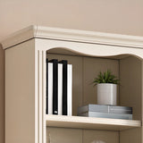 French Classic Vertical Beige Wood 6-Shelf Bookcase Image - 6