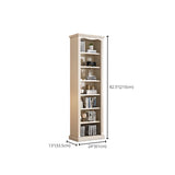 French Classic Vertical Beige Wood 6-Shelf Bookcase #size