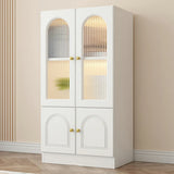 French Closed Cabinet White Elegant Arch Wood Bookcase Image - 18