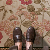French Country Floral Polyester Orange Area Rug Image - 8